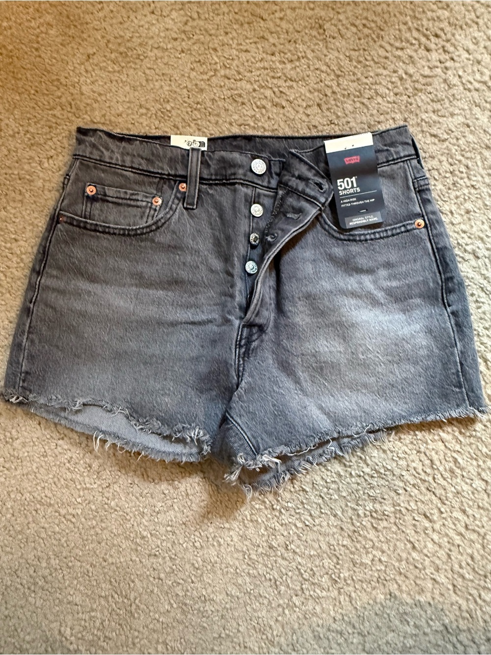 NEW Levi's Premium 501 High Rise Denim Shorts sz 29 Gray Urban Outfitters